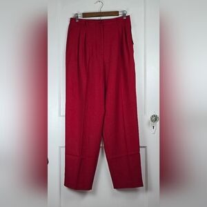 NWT Karen Scott Red Windowpane Plaid High Waist Trousers 12